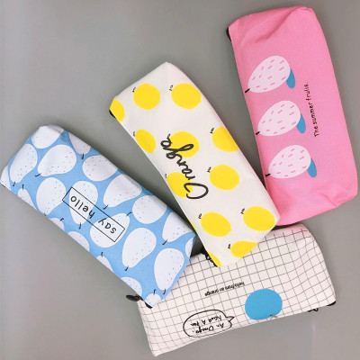 Girls Heart Cartoon Simple Large volume Student Web celebrity Pencil box Girls Day fruit pencil bag Stationery