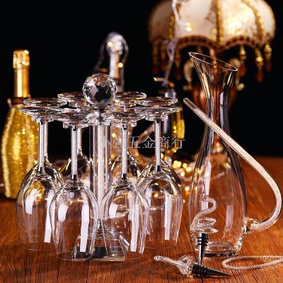 European white diamond wine glass decanter set with rotating holder for goblet champagne glass wine glass creative gift