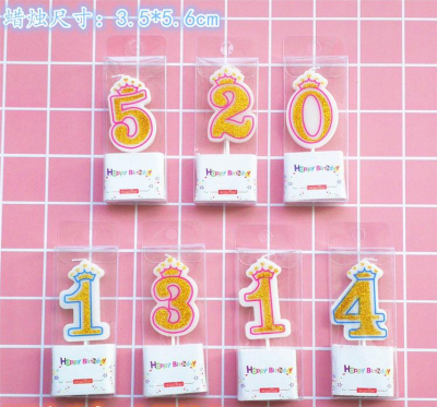 Wholesale gold powder crown large digital hands 0-9 taobao best-selling party birthday digital PVC box
