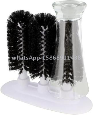 Slingifts Glass Cleaning Brush 3 Brush Glass Washer Triple Glass Rinser Cup Washer Glass Brushes for Washing Glasses