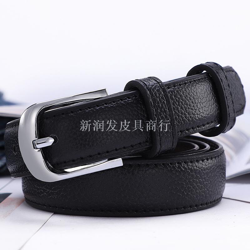 男女通用皮带休闲百搭简约黑色细腰带韩版复古针扣牛仔裤带学生潮