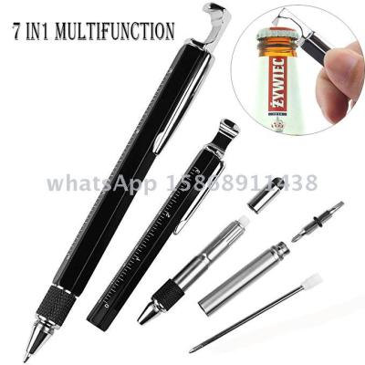 Multifunction Pen 7 in 1 Tool Pen with Ruler, Stylus, Bottle Opener, 2 Screw Driver, and Phone Stand for Men