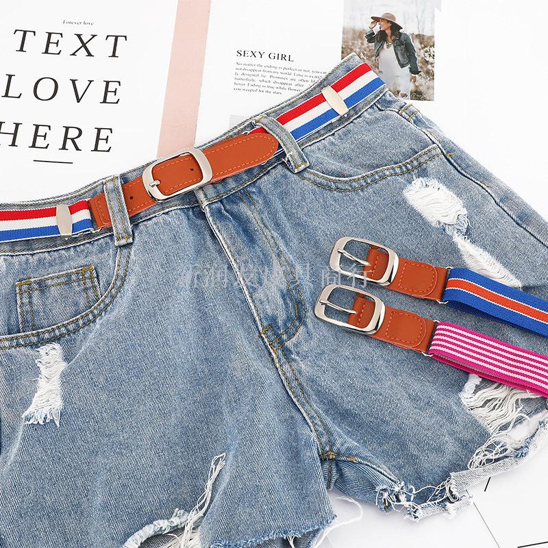 新款针扣松紧皮带女简约百搭弹力调节儿童腰带细搭配牛仔裤带批发