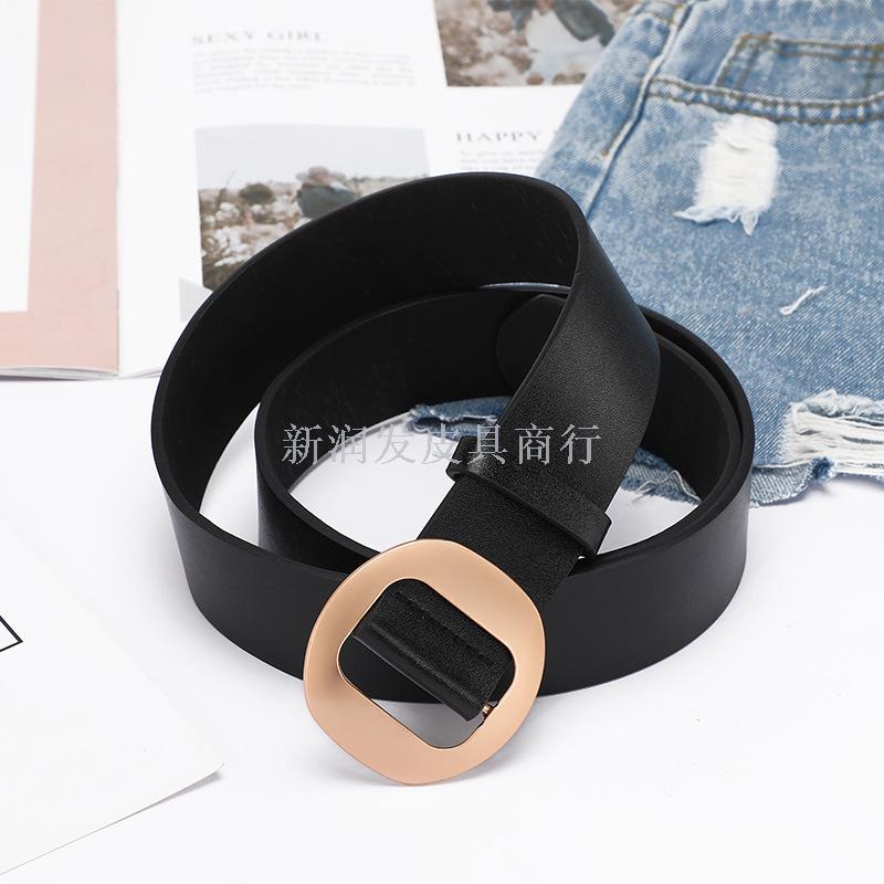无孔皮带女简约百搭韩国ins风学生牛仔裤带黑色休闲韩版腰带批发