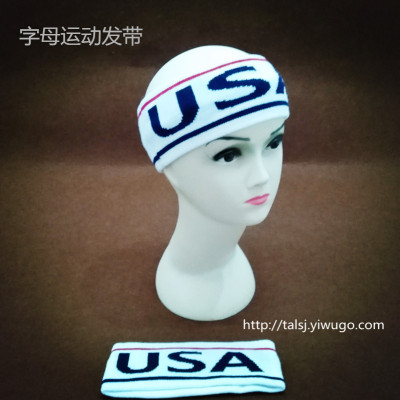 100% cotton sweat absorbent headband monogram movement headband classic black and white stripe universal knit headband