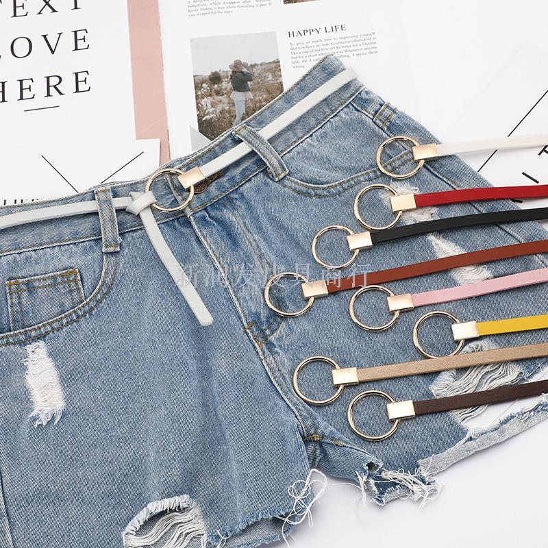 新款女式打结小皮带搭配毛衣连衣裙装饰韩版细腰带百搭圆扣皮带女