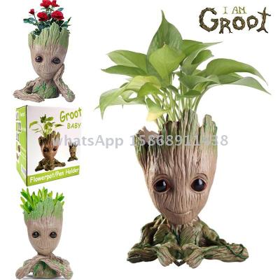 Novelty Groot Flowerpot Planter Tree Man Cute Model Toy Pen Pot Garden Flower Pot Color Box Children Kids Gifts