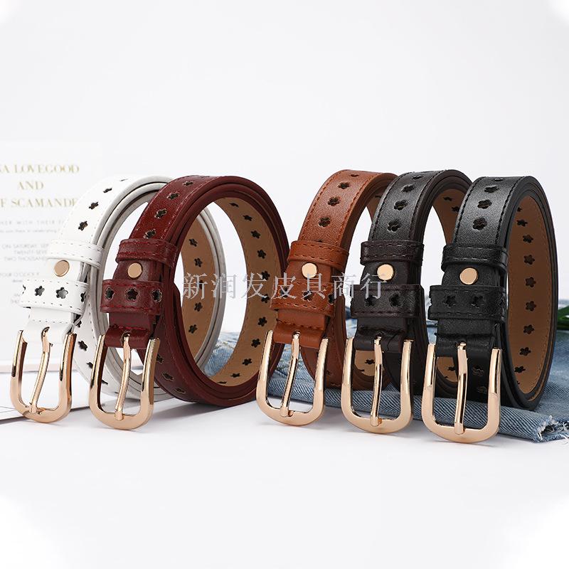 热销镂空女士皮带女款韩版简约百搭装饰女式腰带针扣牛仔裤带批发