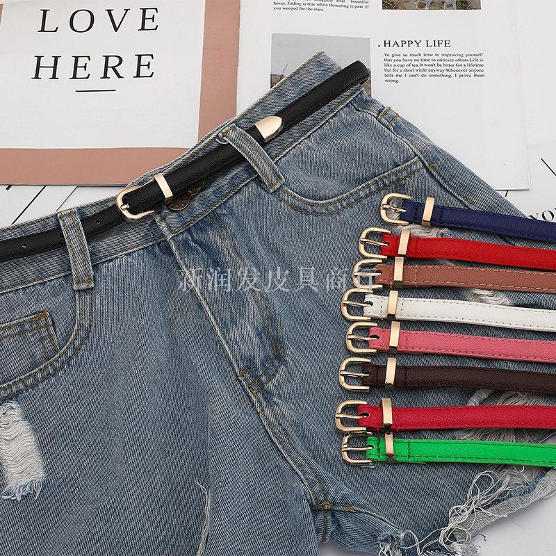 爆款女士小皮带简约百搭糖果色腰带女细时尚休闲女式裤带批发混批