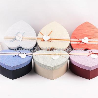 Art Paper Heart-Shaped Three-Piece Gift Box Jewelry Box Flowers Packaging Box