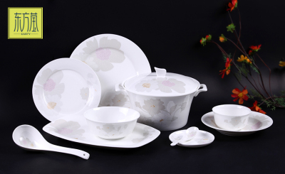 Bone China Tableware High-Grade Bone China Bowl Plate Set Household Porcelain Tableware Set Ceramic Tableware Ceramic Gift Set Customization