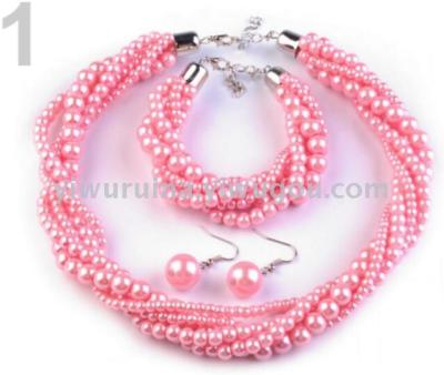 European and American pearl multiple twist short necklace bracelet and pearl set ladies fine collar chain choker
