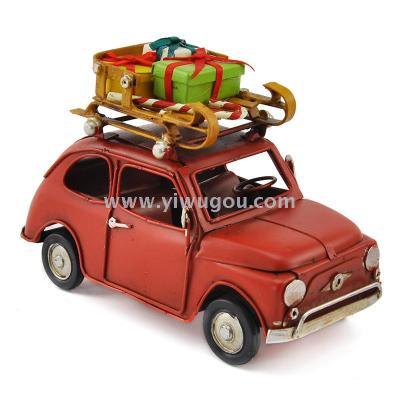 Handmade creative Christmas gifts retro wrought iron car model home decoration soft birthday gift metal crafts