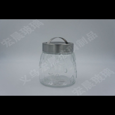Manufacturer direct drip bottom series glass storage sealed tank kitchen tea room storage tank stainless steel cover