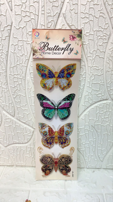 Colorful four butterflies room household decoration  3D handmade  wall sticker