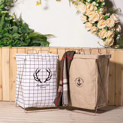 Cotton and linen laundry basket dirty clothes basket laundry clothes storage basket rack cloth folding dirty clothes basket clothes storage
