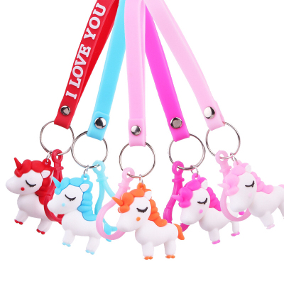Manufacturers direct unicorn key chain creative cartoon figures ins fantasy pegasus bag pendant small gifts