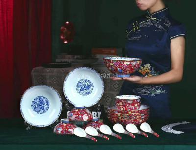 The Jingdezhen enamel color ceramic tableware ceramic bowl ceramic plate bowl kitchen supplies rice rice bowl western dish
