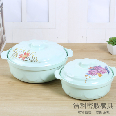 Double Ears with Lid Design Household Kitchen Soup Bowl Easy to Clean Melamine Material Safety Tableware Specifications