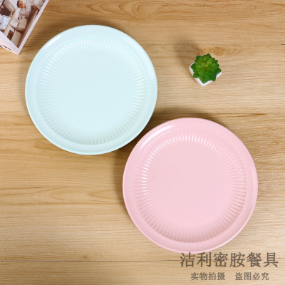 Fresh Solid Color round Melamine Plate Fruit Plate Dim Sum Plate Various Colors and Styles Factory Direct Sales