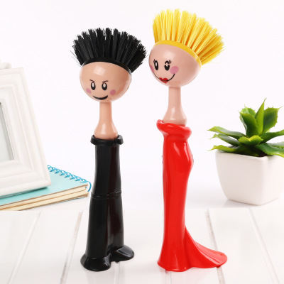 Creative fashion princess head smiling face beauty brush with a base can be hung clean brush pot brush