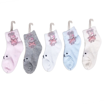 Children's lace socks combed cotton stamping socks stars little white rabbit bird cartoon socks bow