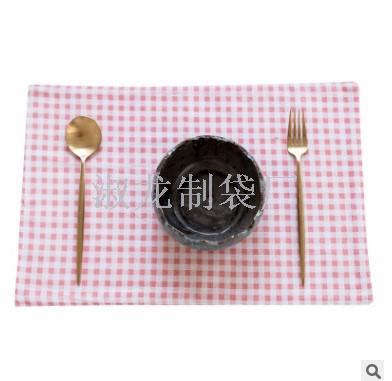 日式棉麻小格子餐垫餐桌垫隔热垫碗垫布艺盖布西餐巾餐布