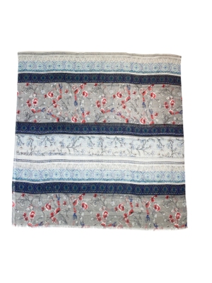 Horizontal stripe plum flower print face retro Japanese and Korean style beach towel Arab headscarf sun protection and sand shawl