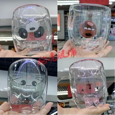 High borosilicate double wall glass cup creative panda glass cup rabbit glass gopher glass coffee cup bear head glass