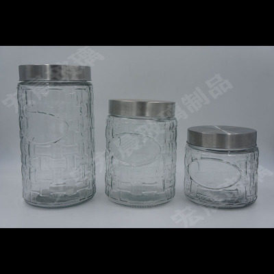 Direct shot bamboo straight column series glass storage sealed tank kitchen tea room storage tank stainless steel cover