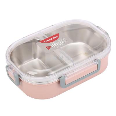 304 Stainless Steel Lunch Box Lunch Box Silicone Sealed Rectangular Crisper Fast Food Box Plate Kindergarten Lunch Box