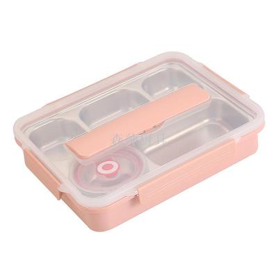 304 Stainless Steel Divided Lunch Box Crisper Double-Layer Anti-Scald Lunch Box Canteen Portable Bento Box Lunch Box
