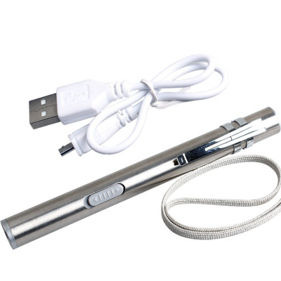 USB mini rechargeable flashlight stainless steel strong light that dominate flashlight pen lamp LED lithium 'small flashlight