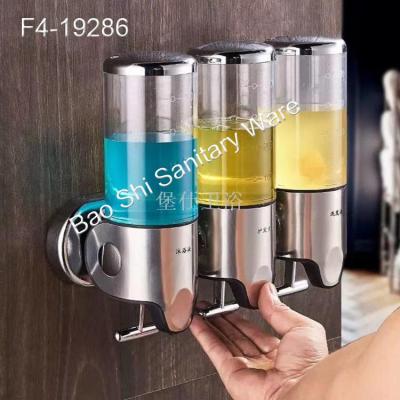 Hotel and guesthouse soap dispenser wall - mounted single, double, three - head manual stainless steel plastic combined