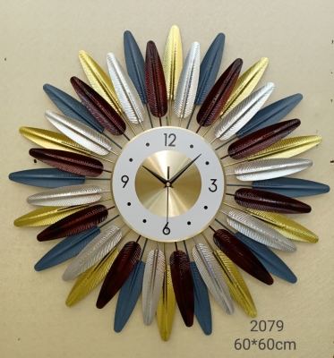 Factory Direct Sales Foreign Trade Export Creative Simple Fashion Wall Clock Mute Atmospheric Craft Clock Iron Wall Clock Ginkgo Leaf