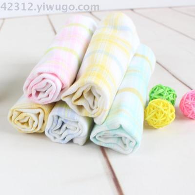 Double grid square Kindergarten Children absorb water quickly dry pure cotton hanging towel for adult wipe sweat towel