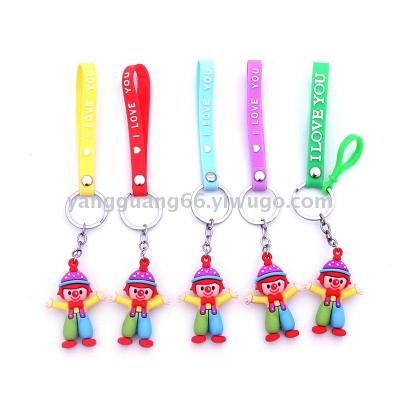 PVC plastic key chain doll manufacturer customized 3d clown drop plastic key pendant key chain