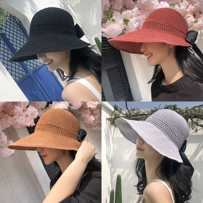Straw hat children 's summer version of the south Korean sun screen sunshade hat empty top beach travel fishermen face uv sun hat