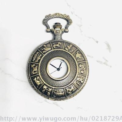 Creative hollowed-out retro pocket watch clamshell iron chain watch travel customized nostalgic watch