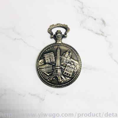 The new Russian classic iron tower pocket watch retro pocket watch chain clamshell nostalgic watch souvenirs