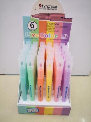 Double - headed highlighter st - 892-36 six warm color mixing markers alter pens drawing children learn office stationery
