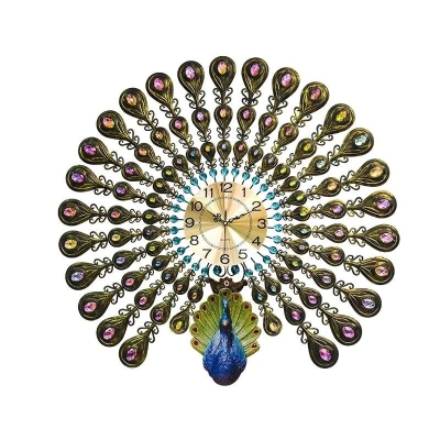 Peacock Wall Clock Mute Simple Personality Factory Direct Sales Foreign Trade Golden Iron Wall Clock Tianyin Clock Home Atmosphere