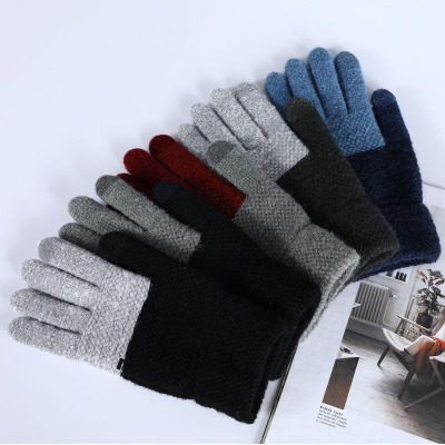 Knitted touch screen protector warm gloves super fiber breathing men's gloves manufacturer direct sales