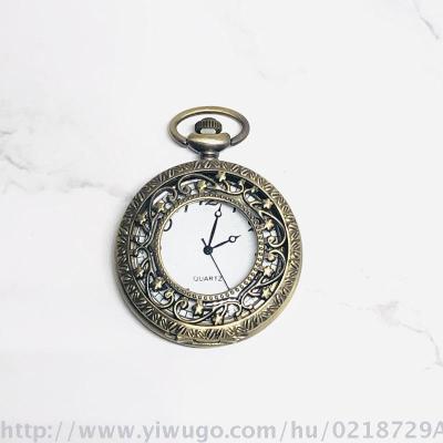 Europe and the United States restore ancient ways carved hollowed-out clamshell classic iron chain pocket watch