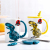 Cute Cartoon Dinosaur Ceramic Water Cup Creative 3d Animal Mug Large Capacity with Lid Spoon Breakfast Coffee Cup