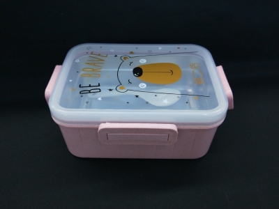 C02-623 Wheat Straw Cartoon Stainless Steel Lunch Box Tableware Set Insulated Lunch Box Sealed Bento Box