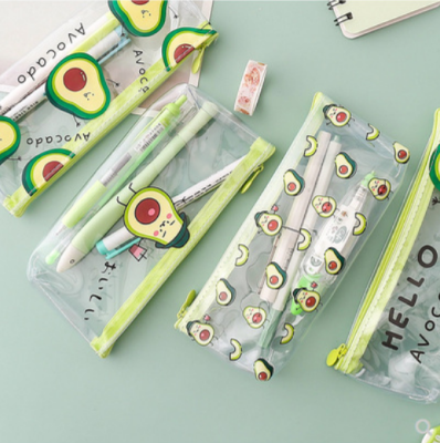 Transparent PVC pencil bag small fresh avocado pencil bag stationery bag cosmetic bag toiletry bag