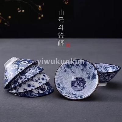 Hand-painted kung fu tea cup blue and white porcelain 