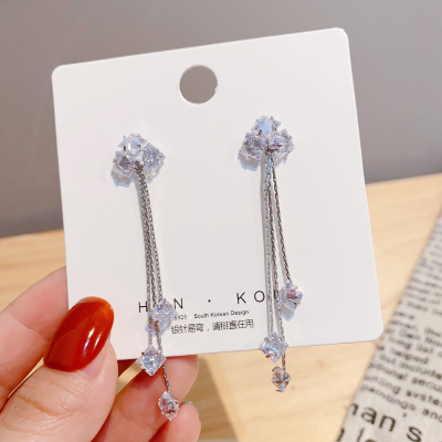 925 silver needles, Korean temperament, long style pearl earrings, Korean web celebrity personality joker run simple earrings