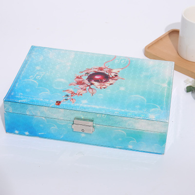 Manufacturers direct portable jewelry box European gemstone PU jewelry jewelry bag earrings ring receiving box